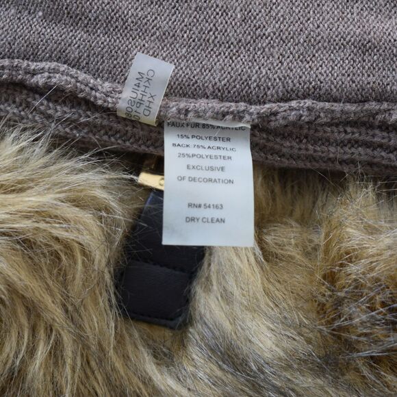 CALVIN KLEIN Faux Fur Sweater Vest Brown Size XS/S - Picture 7 of 9